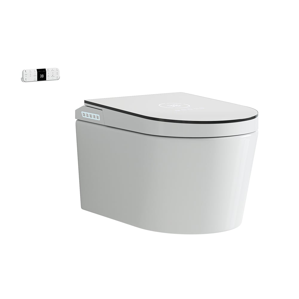 HMR - Modern Smart Set of 2 Wall-Mounted Elongated Automatic Toilet and Bidet with Seat