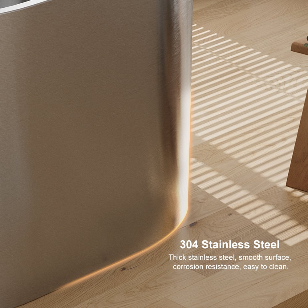 HMR - 48" Japanese Oval Freestanding Stainless Steel Soaking Bathtub 52.83-Gallon Capacity
