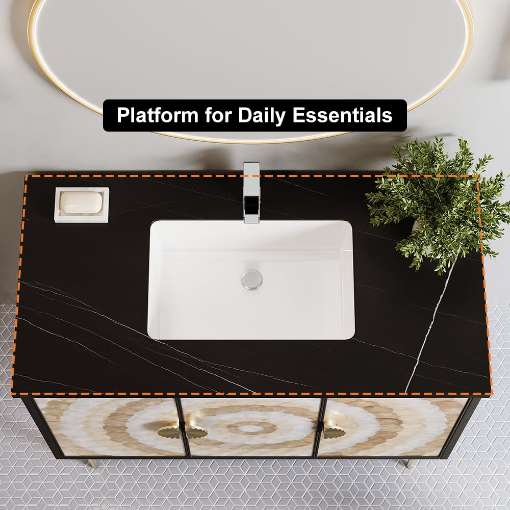 HMR - 39.3" Modern Freestanding Sintered Stone Bathroom Vanity with Sink