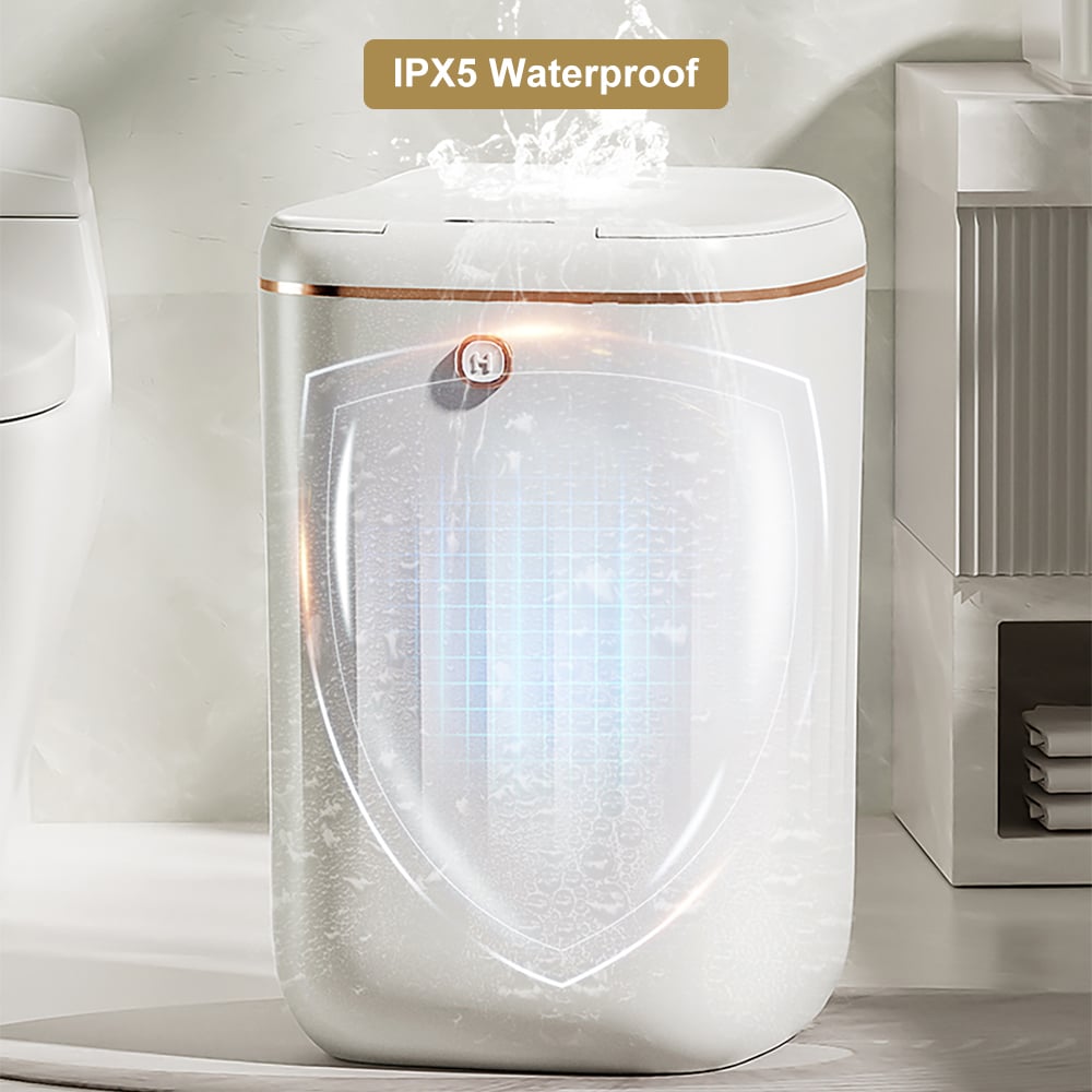 HMR - Automatic Touchless Motion Sensor Trash Can White Smart Garbage Can for Bathroom Kitchen