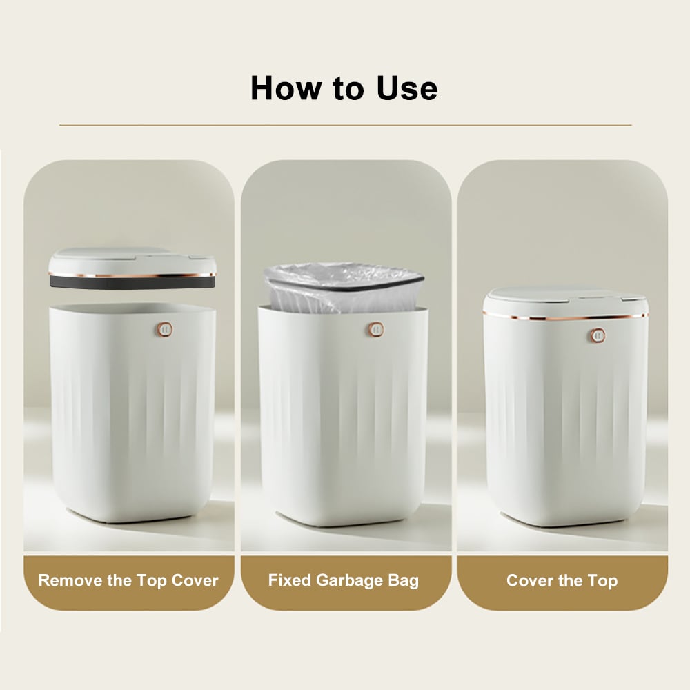HMR - Automatic Touchless Motion Sensor Trash Can White Smart Garbage Can for Bathroom Kitchen