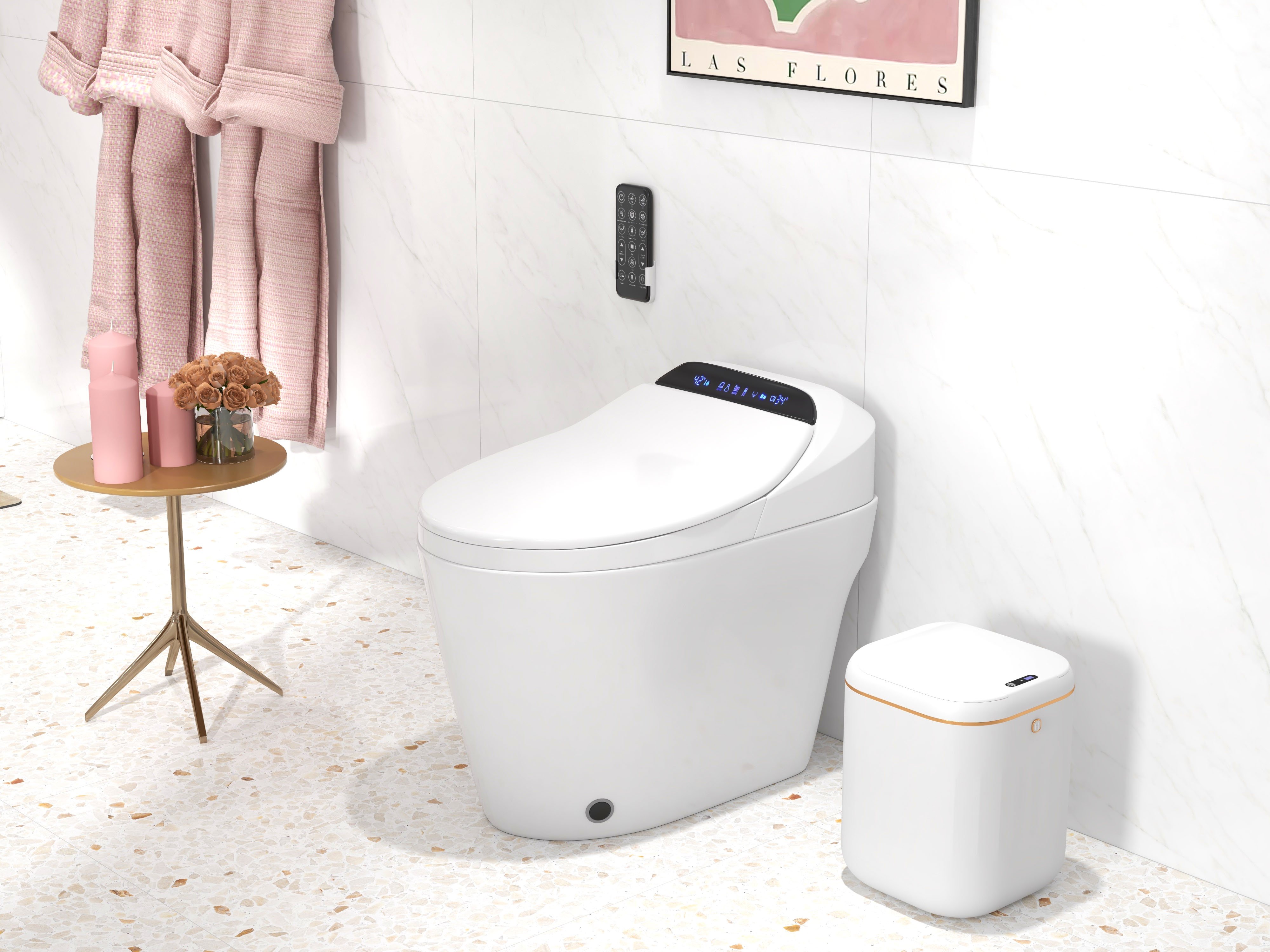 HMR - Automatic Touchless Motion Sensor Trash Can White Smart Garbage Can for Bathroom Kitchen
