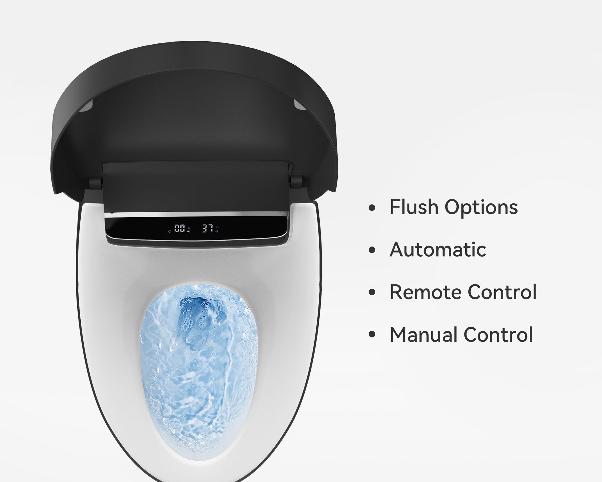 HMR Smart Bidet Toilet with Auto Open/Close Lid - Black, 1.28 GPF