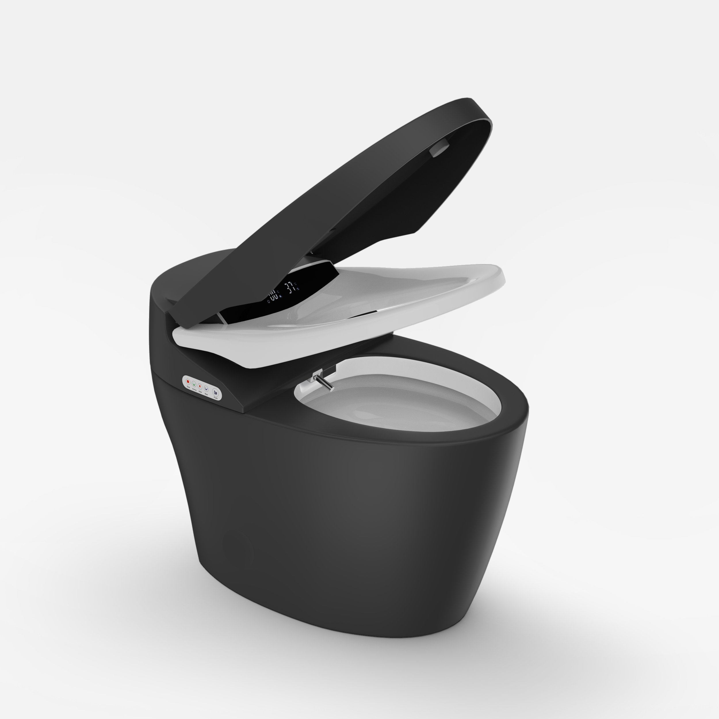 HMR Smart Bidet Toilet with Auto Open/Close Lid - Black, 1.28 GPF