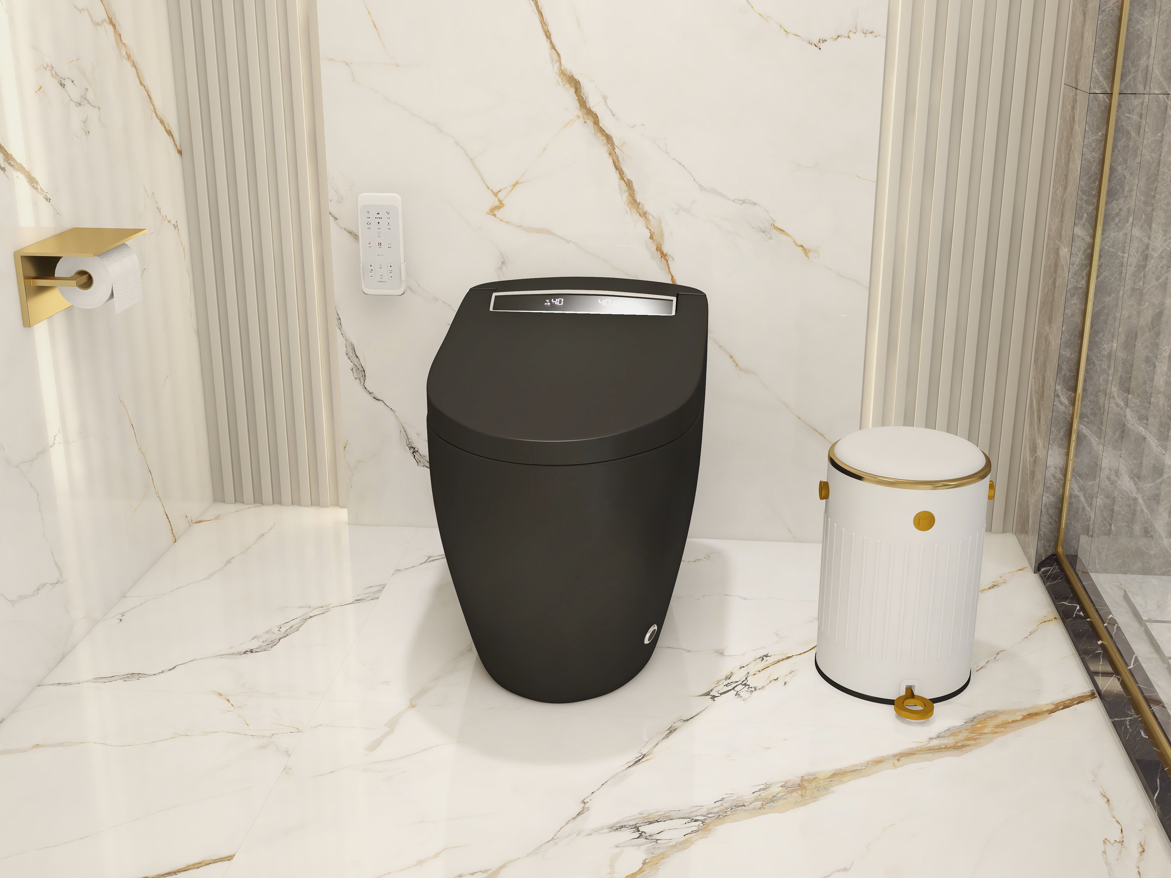 HMR Smart Bidet Toilet with Auto Open/Close Lid - Black, 1.28 GPF