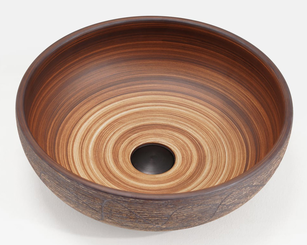 HMR Ceramic Bathroom Vessel Sink Retro Washbasin - Brown, Round