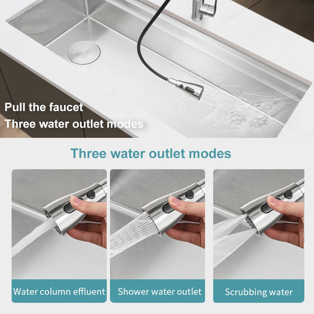 HMR - 43'' Stainless Steel 7 Pcs Kitchen Sink Rectangular Drop-in Single Bowl in Brushed