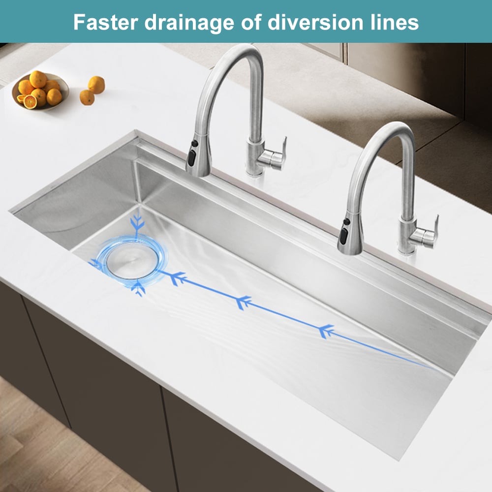 HMR - 43'' Stainless Steel 7 Pcs Kitchen Sink Rectangular Drop-in Single Bowl in Brushed