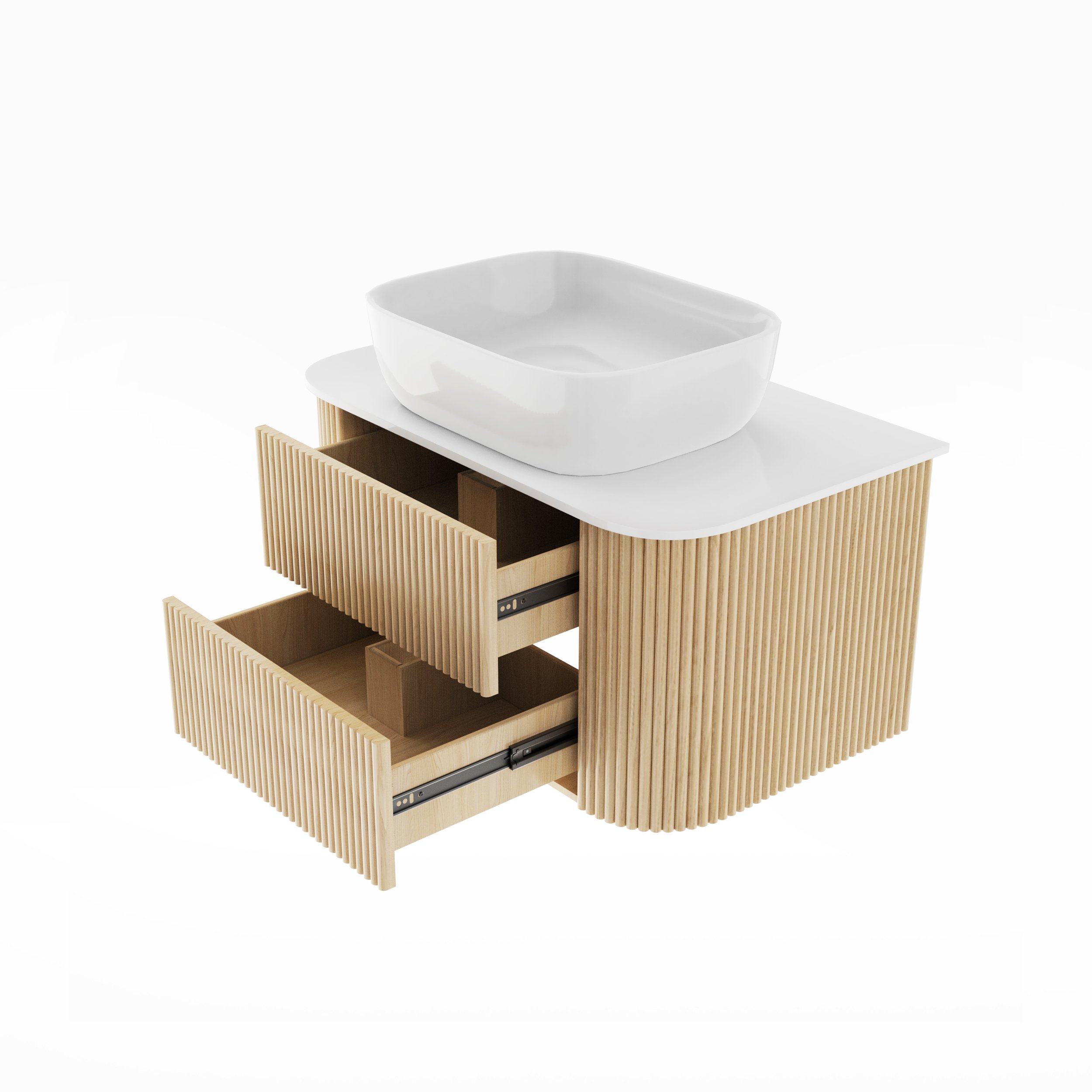 HMR - Bathroom Vanity Set 31.5" Farmhouse Floating Sintered Stone Bathroom Vanity with Sink