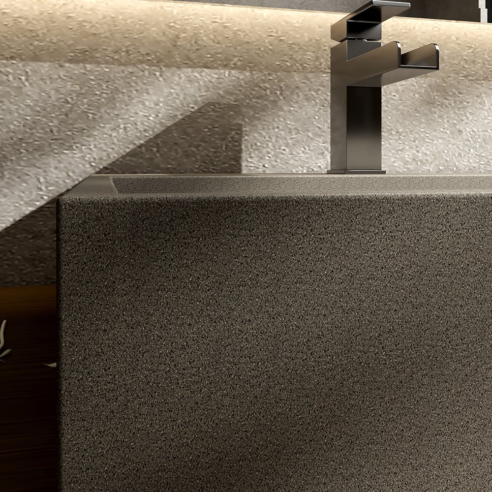 HMR - 48" Concrete Farmhouse Trough Bathroom Sink Cement Rectangular Gray Vessel Sink