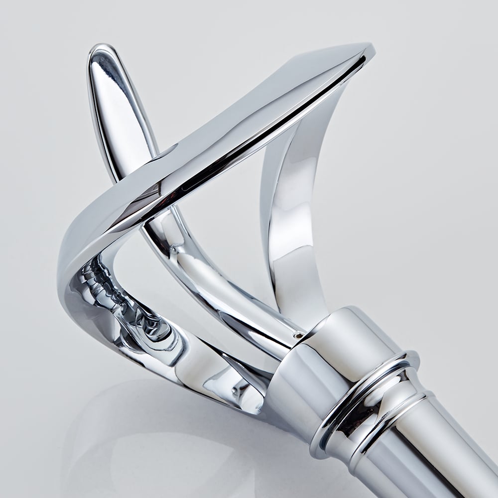 HMR Modern Elegant Waterfall Bathroom Vessel Sink Faucet Single Handle Solid Brass - Chrome