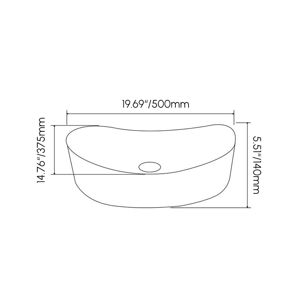 HMR - 25" Crystal Glass Vessel Sink Oval Transparent Fluted Washbasin