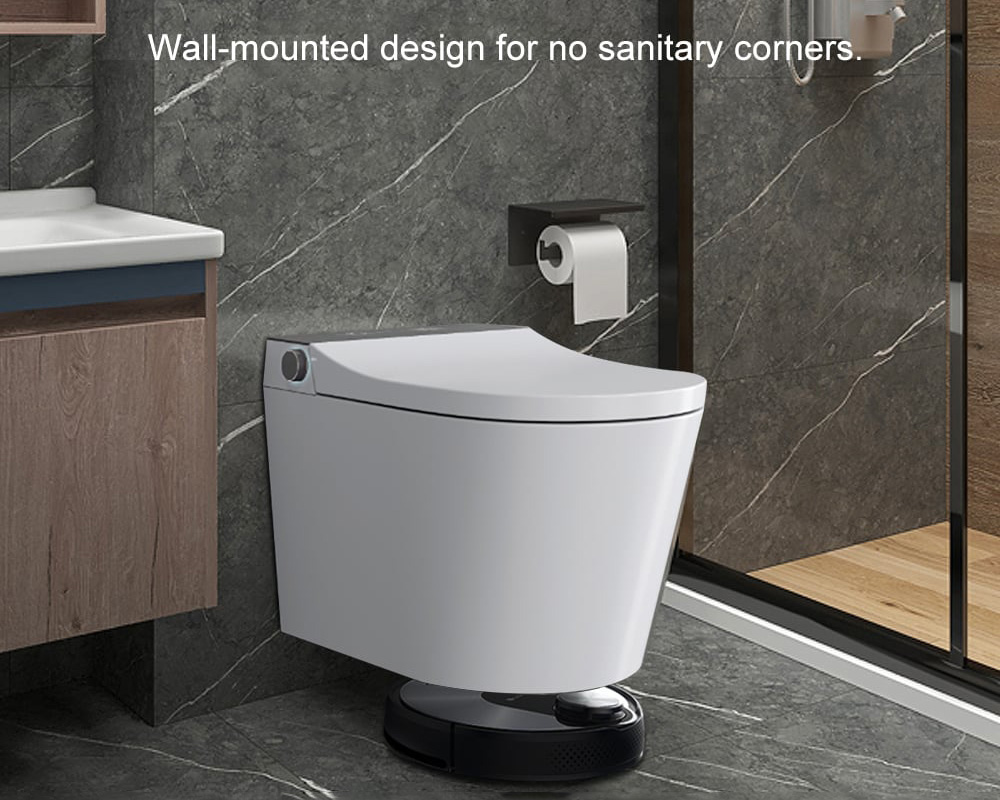 HMR Set of Two Automatic Wall-Mounted Smart Bidet Toilet with In-Wall Tank White 1.58 GPF - White