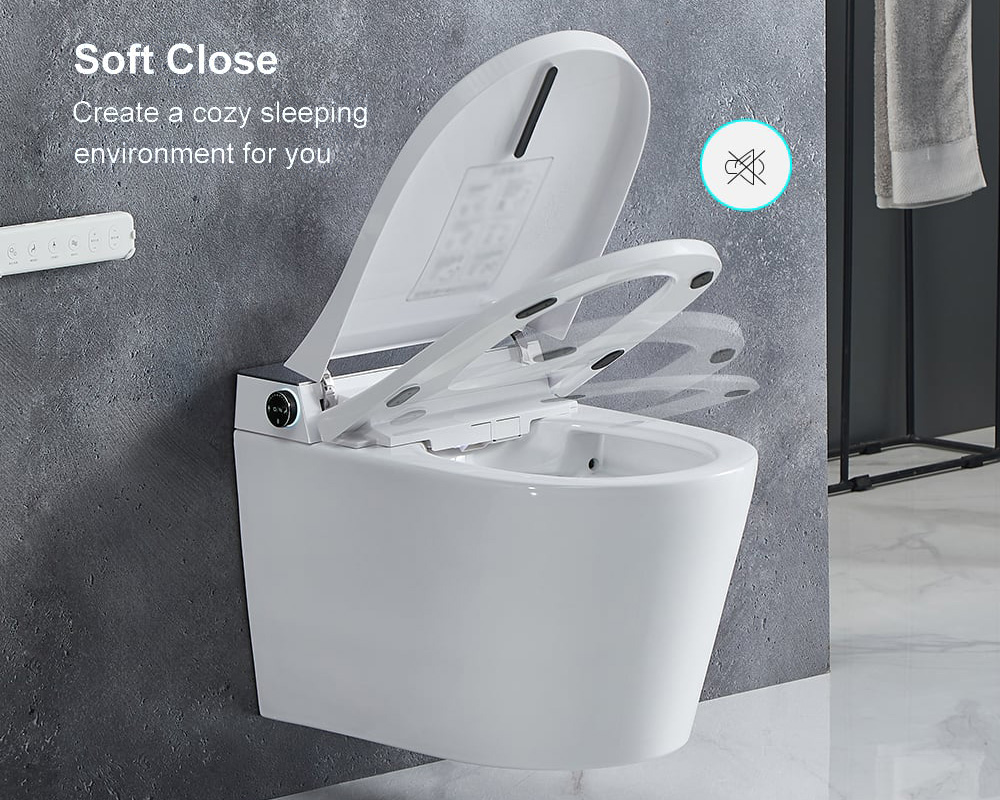 HMR Set of Two Automatic Wall-Mounted Smart Bidet Toilet with In-Wall Tank White 1.58 GPF - White