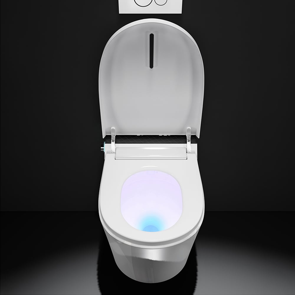 HMR Set of Two Automatic Wall-Mounted Smart Bidet Toilet with In-Wall Tank White 1.58 GPF - White