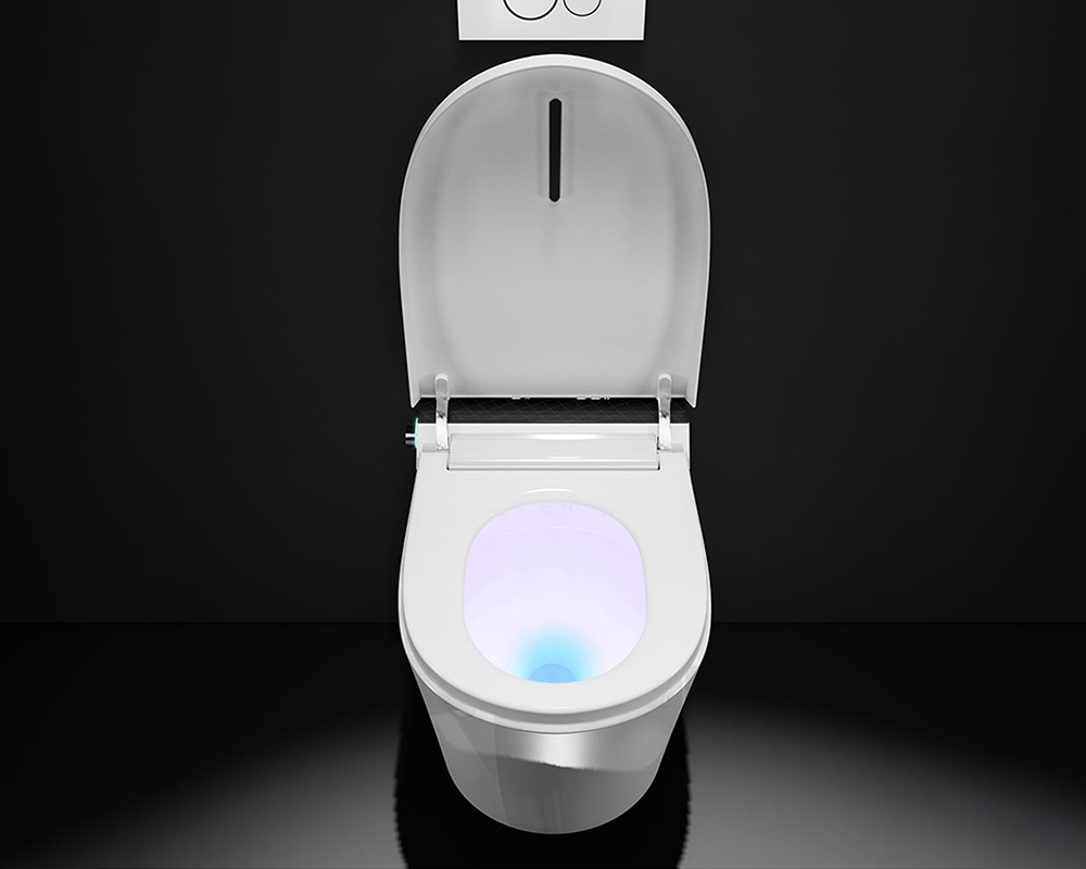 HMR Set of Two Automatic Wall-Mounted Smart Bidet Toilet with In-Wall Tank White 1.58 GPF - White