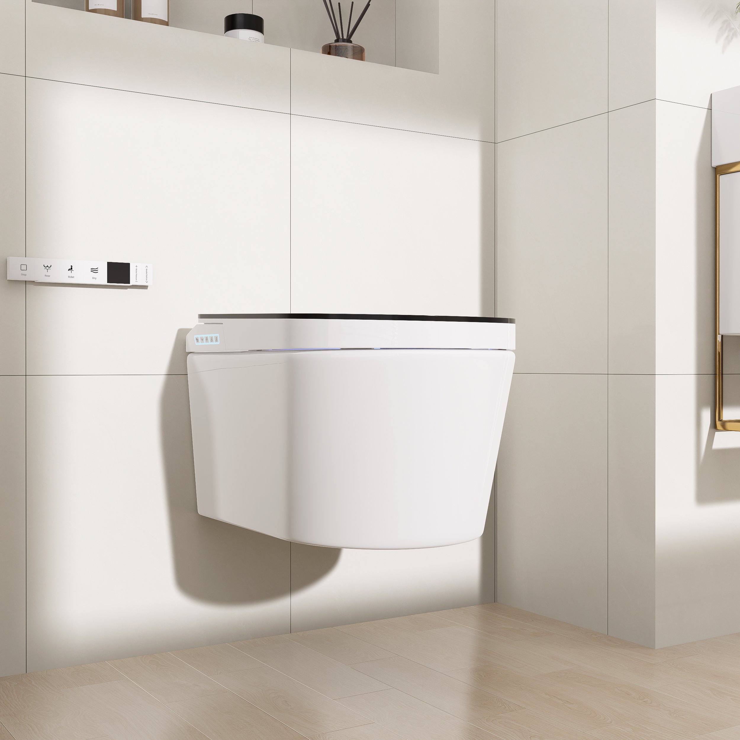 HMR - Automatic Wall-Mounted Smart Bidet Toilet with UV Sterilization Feature 1.58 GPF