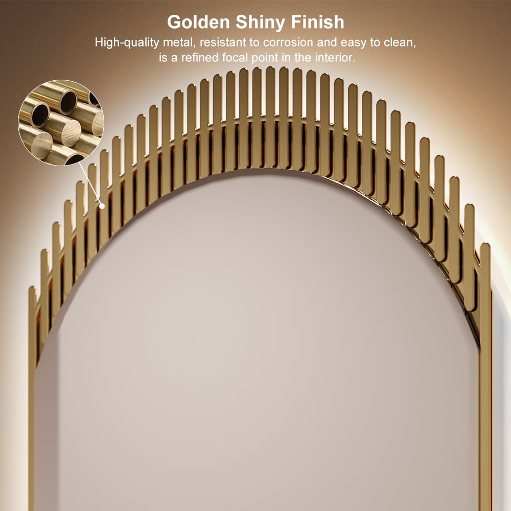HMR - 20" Oval Decor LED Bathroom Mirror Wall-Mounted Defog in Gold