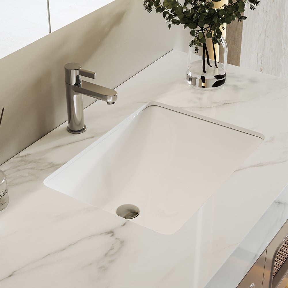 HMR - 35" Floating Single Bathroom Vanity with Faux Marble Top Rattan Door