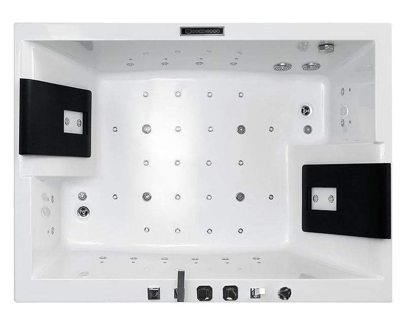 HMR 71" Double Massage Bathtub with Temperature Control Function 118-Gallon Capacity - White, Heated: Yes