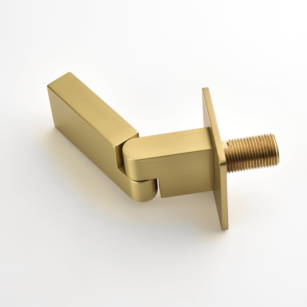 HMR - Brushed Gold Waterfall Bathroom Sink Faucet with Swirling Spout Wall-Mounted Solid Brass