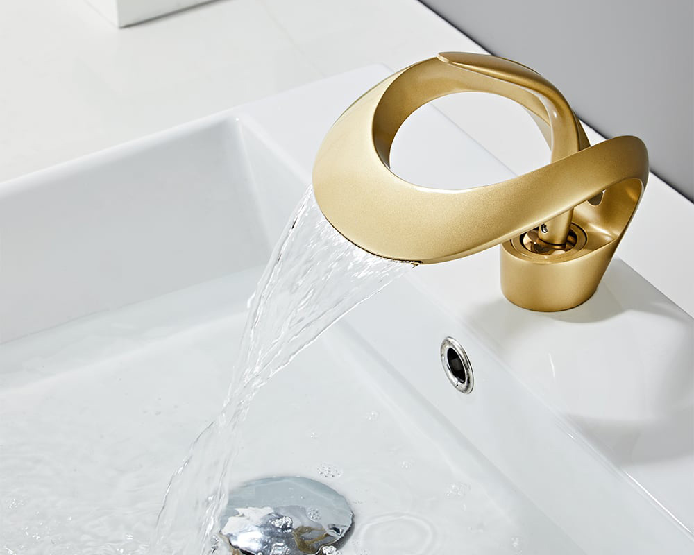 HMR - Waterfall Bathroom Sink Faucet Single Handle Solid Brass