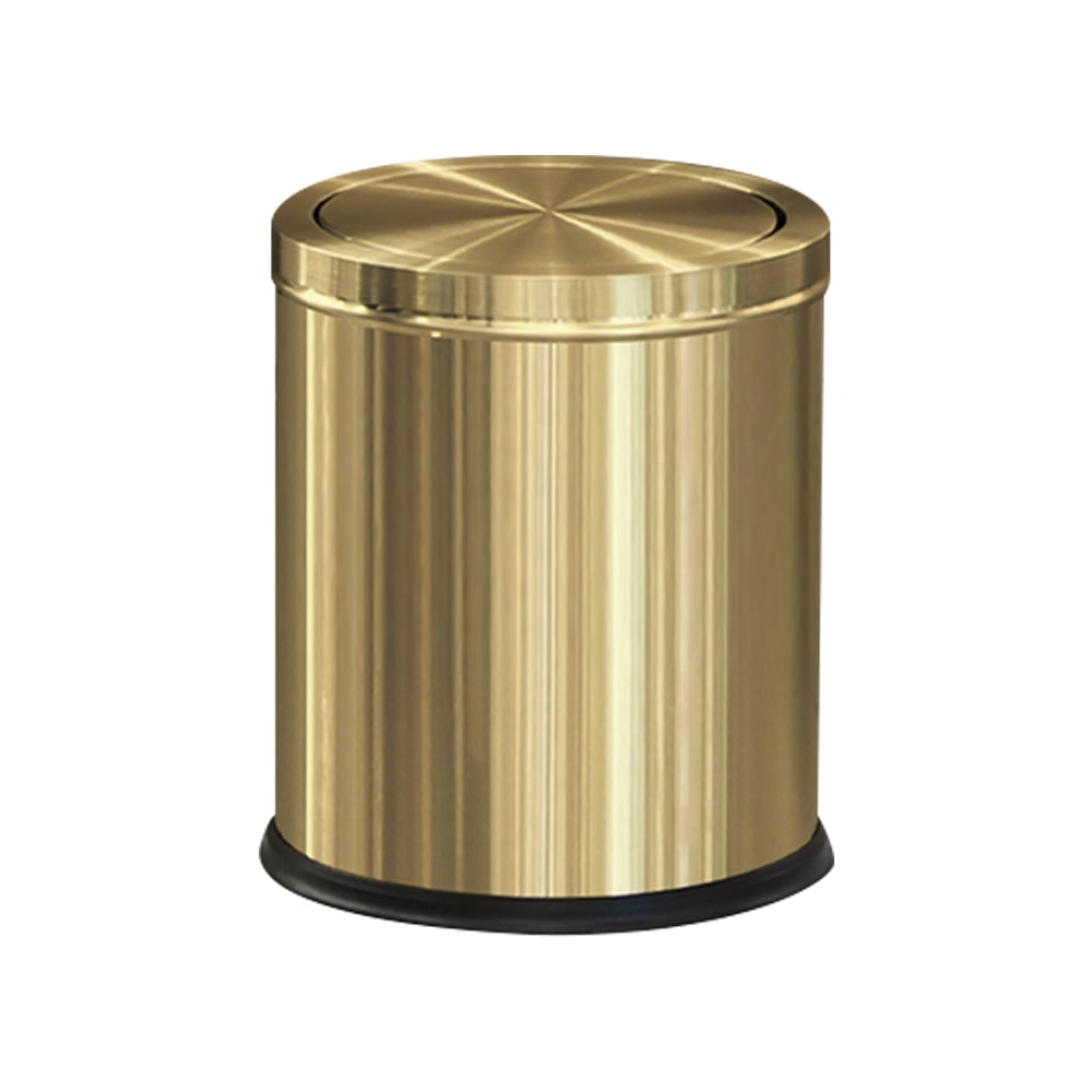 HMR - Gold Round Trash Can Stainless Steel Garbage Can with Swing-Top Lid for Bathroom