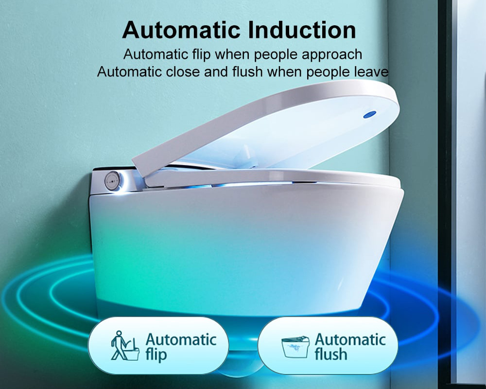 HMR Set of Two Automatic Wall-Mounted Smart Bidet Toilet with In-Wall Tank - White & Black