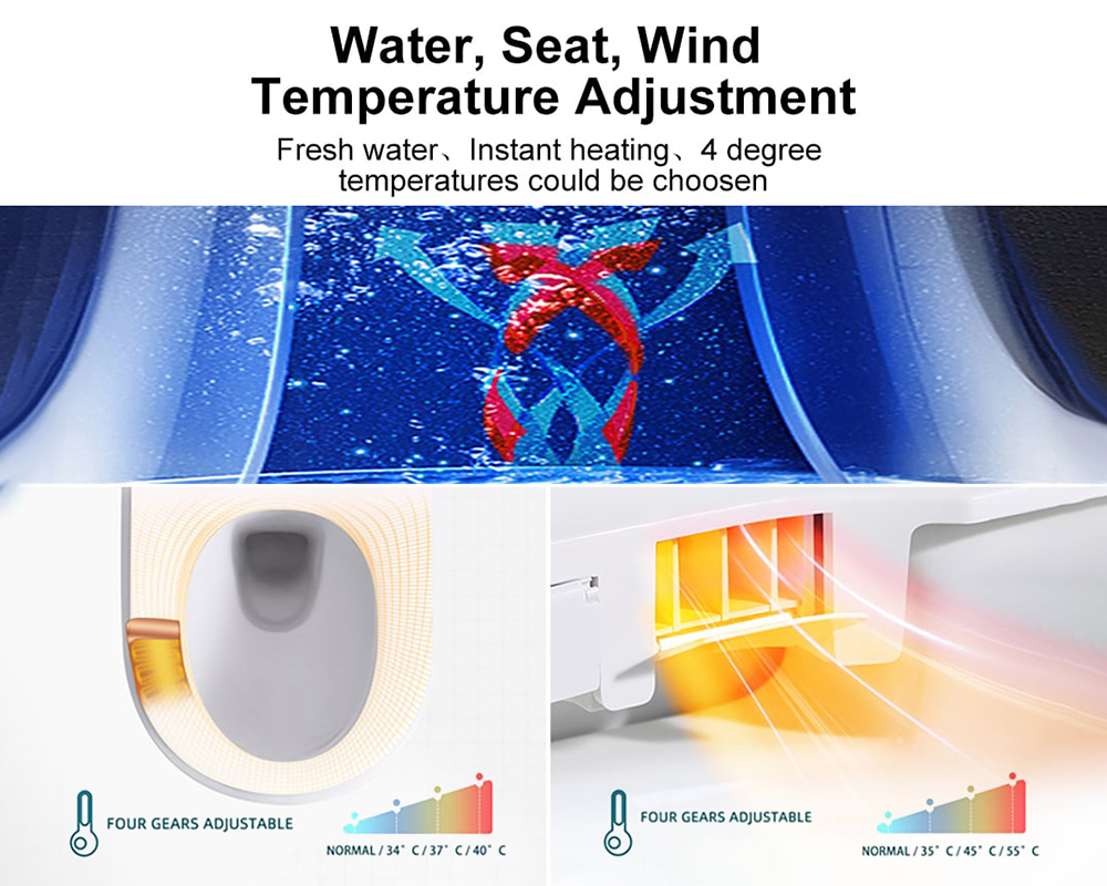 HMR Set of Two Automatic Wall-Mounted Smart Bidet Toilet with In-Wall Tank - White & Black
