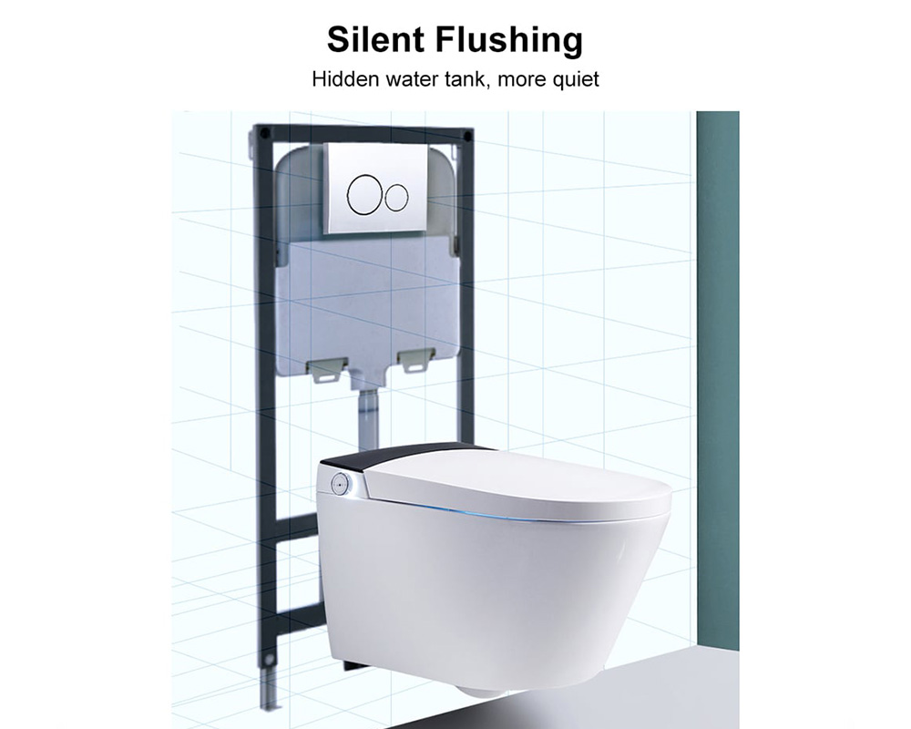 HMR Set of Two Automatic Wall-Mounted Smart Bidet Toilet with In-Wall Tank - White & Black