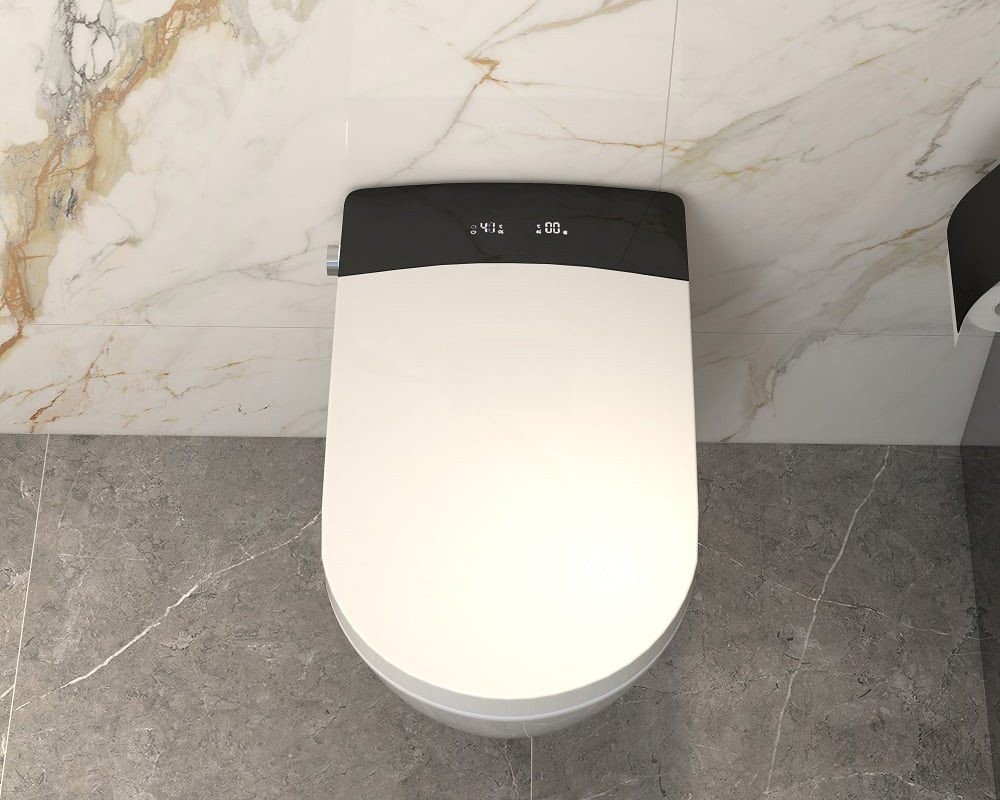 HMR Set of Two Automatic Wall-Mounted Smart Bidet Toilet with In-Wall Tank - White & Black