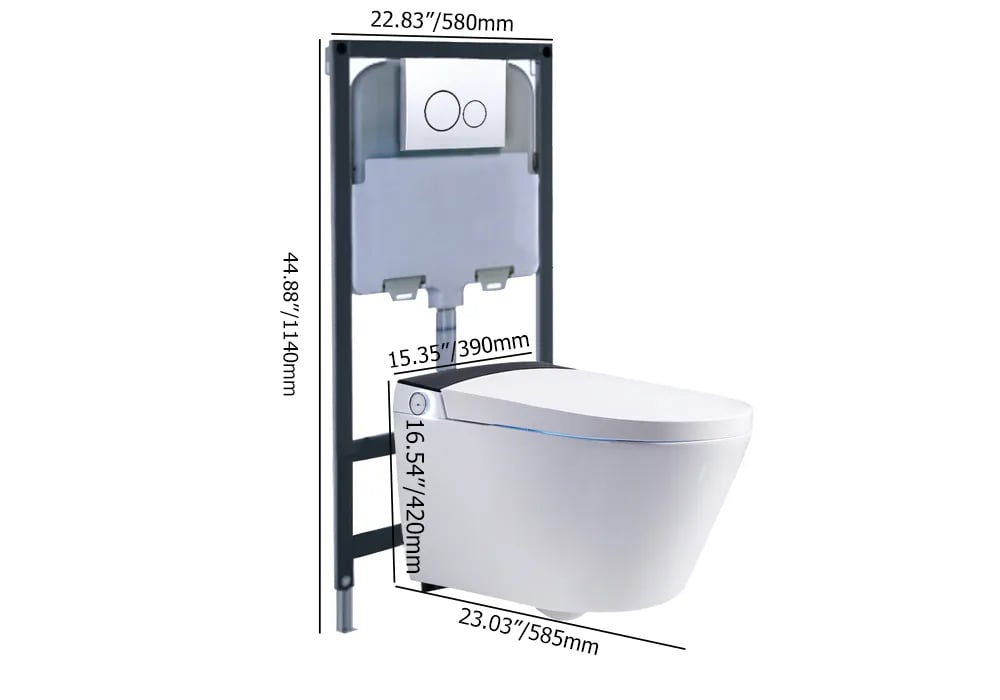 HMR Set of Two Automatic Wall-Mounted Smart Bidet Toilet with In-Wall Tank - White & Black