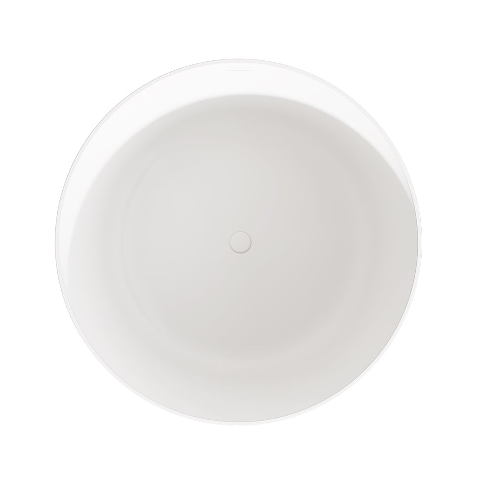 HMR - 41" Japanese Modern Round Freestanding Stone Soaking Bathtub White