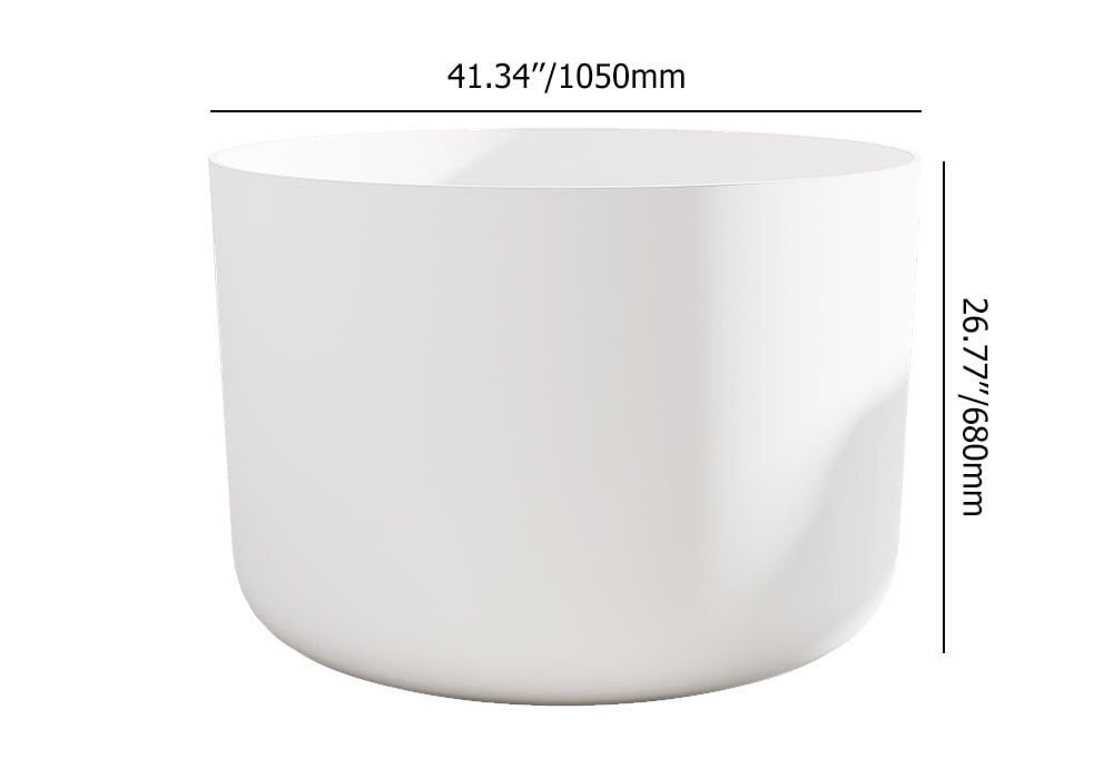 HMR - 41" Japanese Modern Round Freestanding Stone Soaking Bathtub White