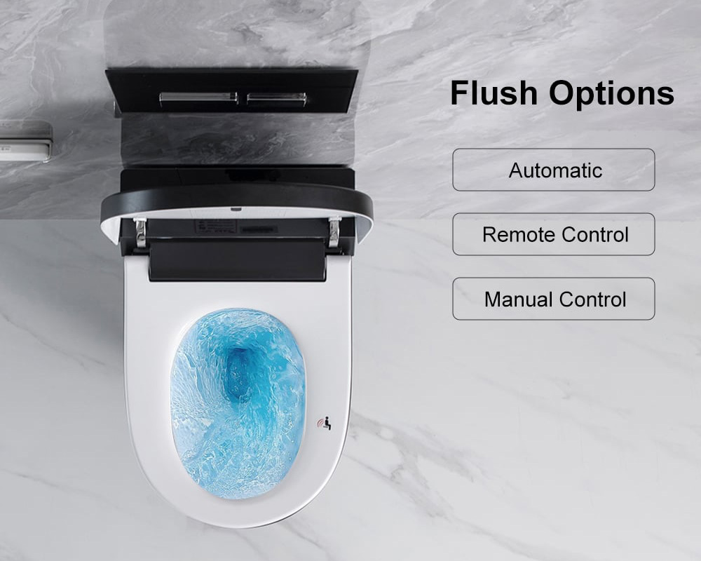 HMR Automatic Wall-Mounted Smart Bidet Toilet with In-Wall Tank - Black