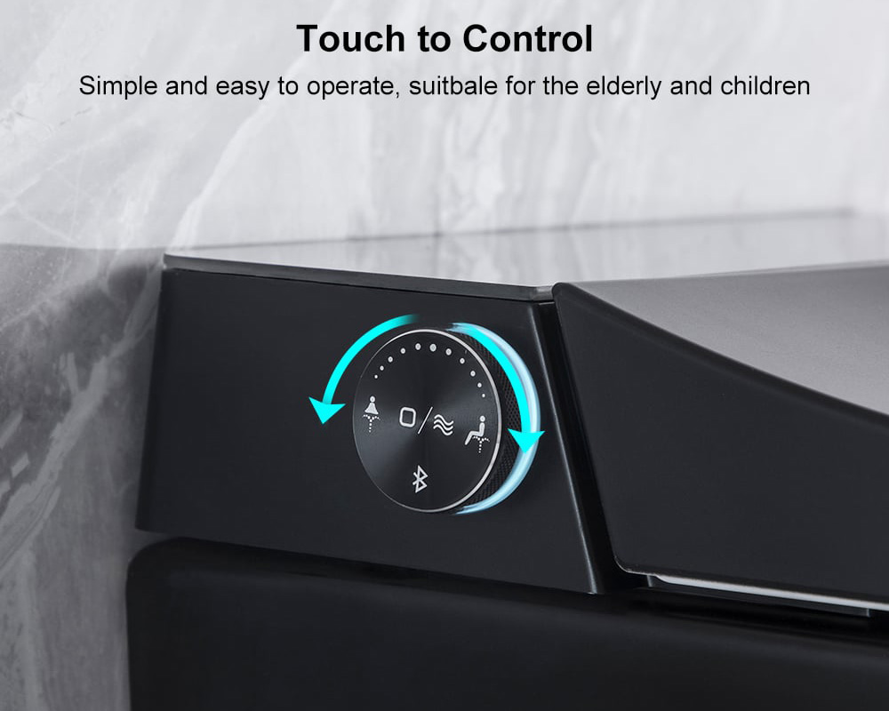 HMR Automatic Wall-Mounted Smart Bidet Toilet with In-Wall Tank - Black