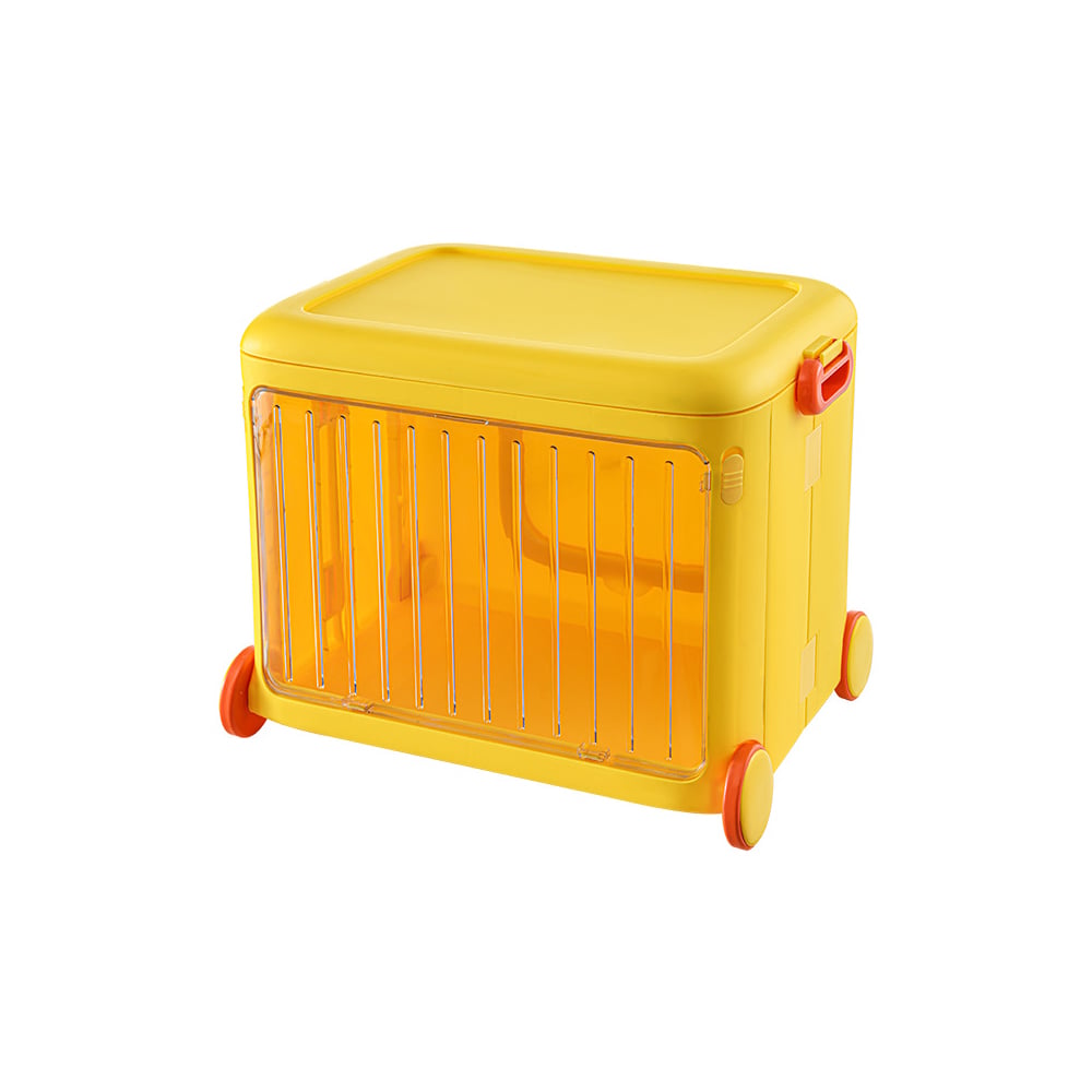 HMR - Yellow Kids Toy Organizer Cart Collapsible Storage Bin with Wheels & Handle
