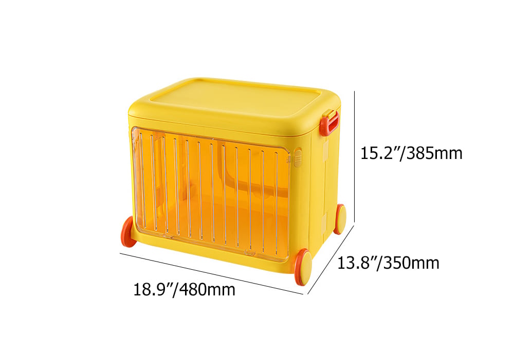 HMR - Yellow Kids Toy Organizer Cart Collapsible Storage Bin with Wheels & Handle