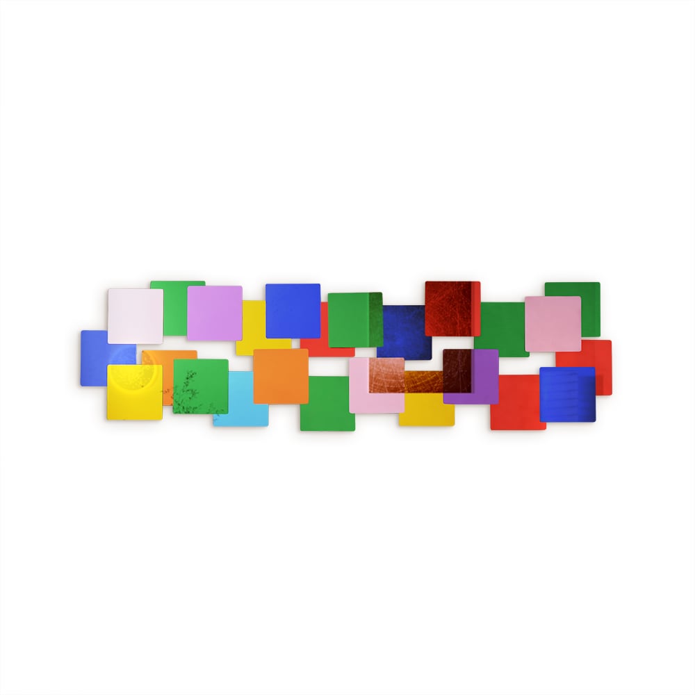 HMR - 30.3" Mirrored Acrylic 3D Multicolor Cubes Wall Art Geometric Square Decor Living Room