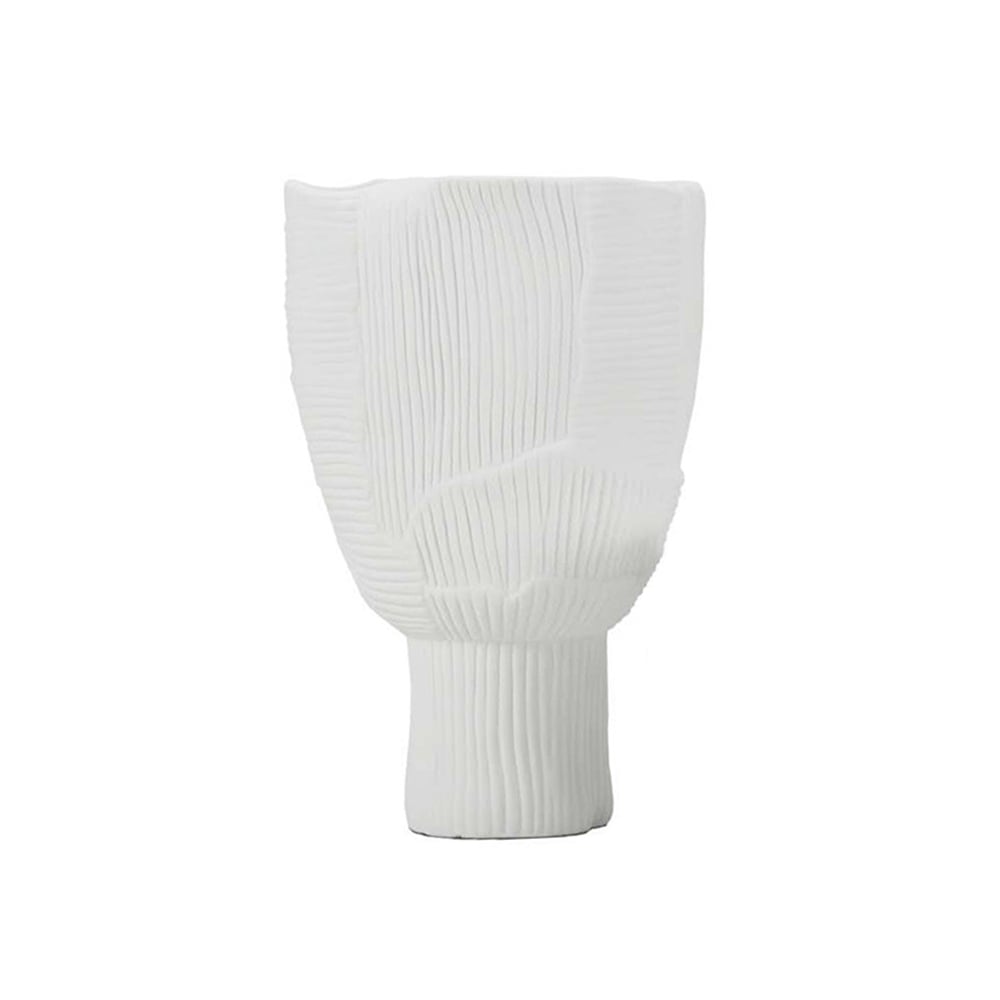 HMR - 2-Pieces Minimalist White Striped Flower Vases Set Resin Vase Decor Living Room Bedroom