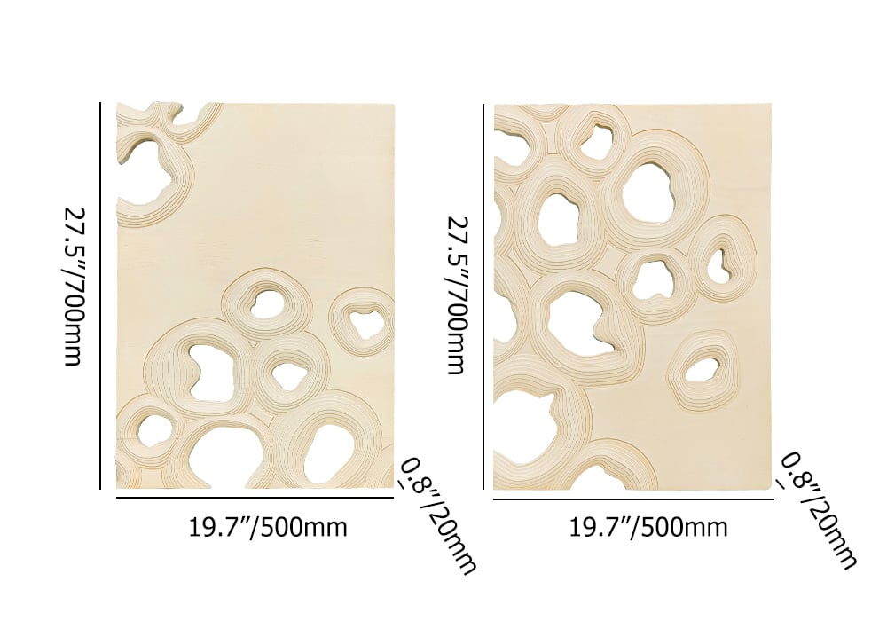 HMR - 2 Pieces 3D Abstract Geometric Carved Wood Wall Art Sculpture Decor Living Room Bedroom