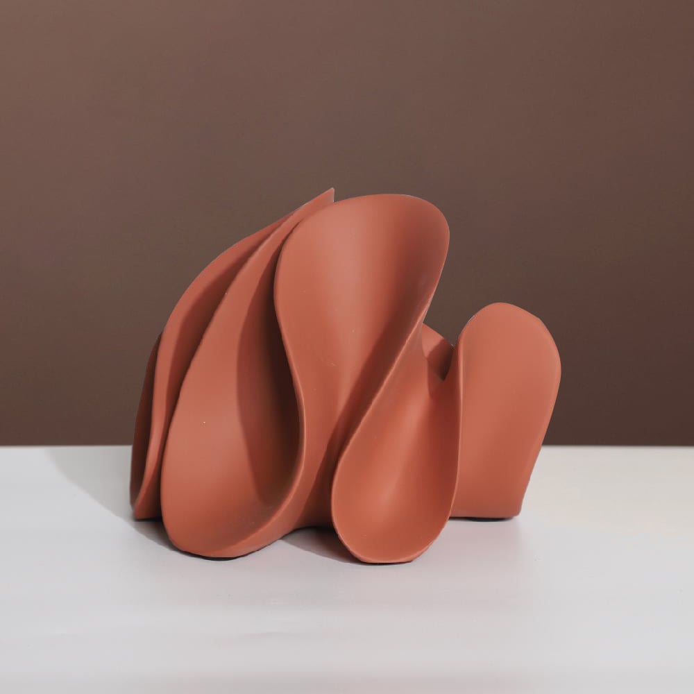 HMR - Modern Orange Resin Abstract Flower Ornament Sculpture Decor Art Home Desk Statue Object