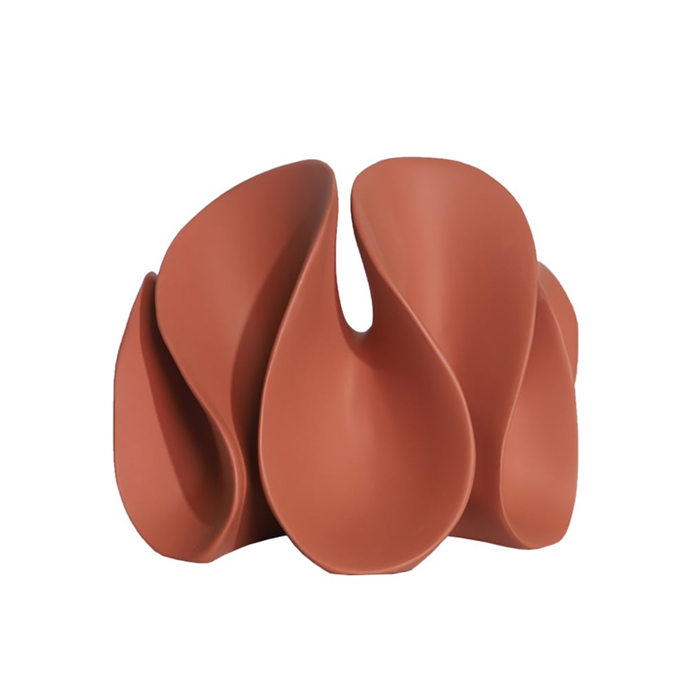 HMR - Modern Orange Resin Abstract Flower Ornament Sculpture Decor Art Home Desk Statue Object