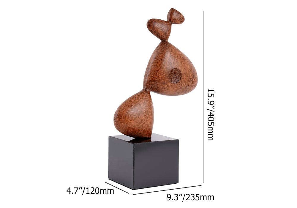 HMR - Brown Resin Dog Sculpture Figurine Home Desk Statue Decor Art with Black Marble Base