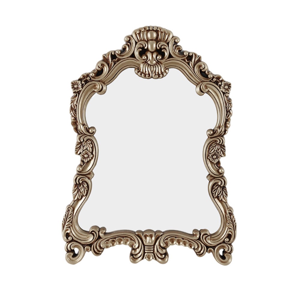HMR - Large Vintage Arch French Shield Wall Mirror Decor 19th Century Champagne Gold Art