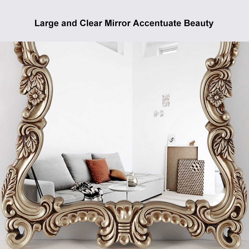 HMR - Large Vintage Arch French Shield Wall Mirror Decor 19th Century Champagne Gold Art
