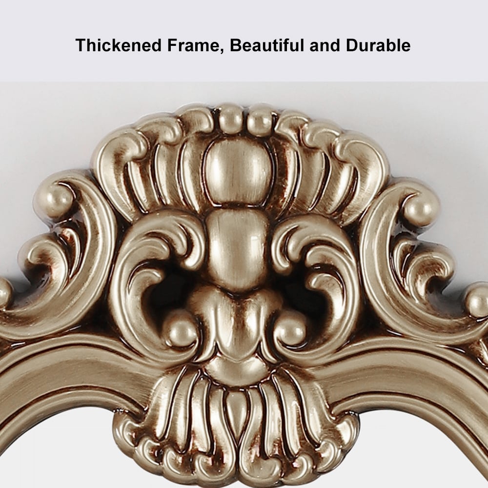 HMR - Large Vintage Arch French Shield Wall Mirror Decor 19th Century Champagne Gold Art