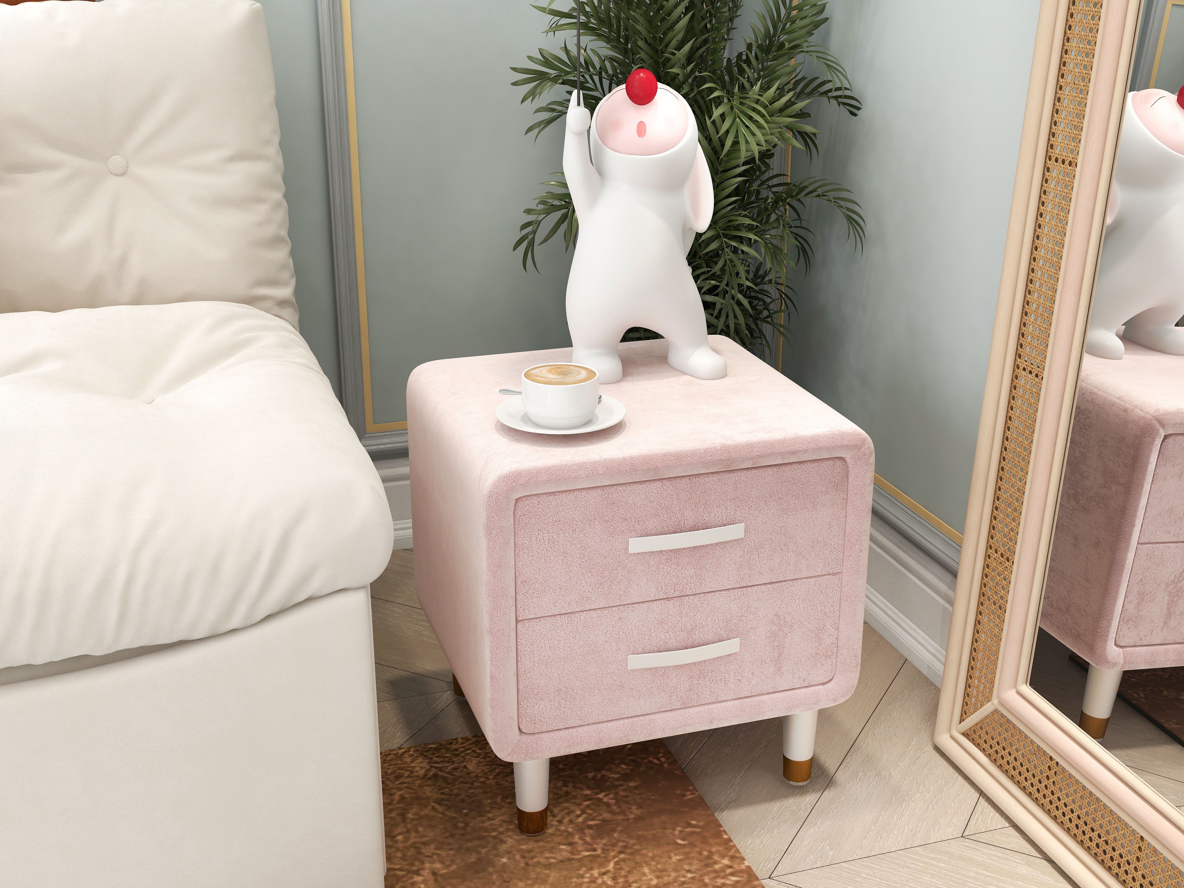 HMR - Modern Resin Rabbit Balloon Decorative Object White & Red Home Desk Figurine Decor Art
