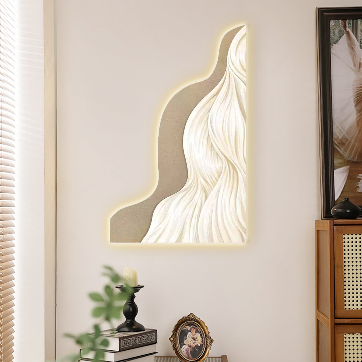 HMR - 39.4" Modern Wall Art Home Decor Built-in LED Lights