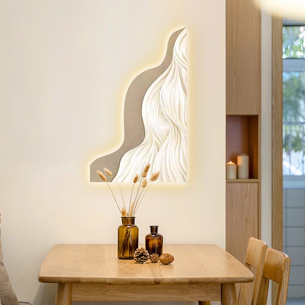 HMR - 39.4" Modern Wall Art Home Decor Built-in LED Lights